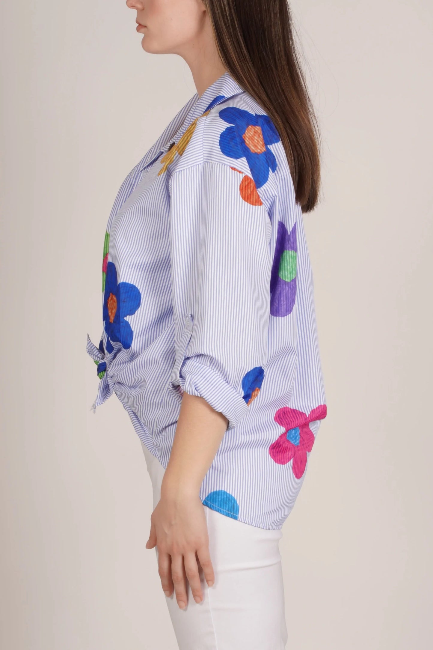 OCEAN BLUE DAISY BUTTON-UP