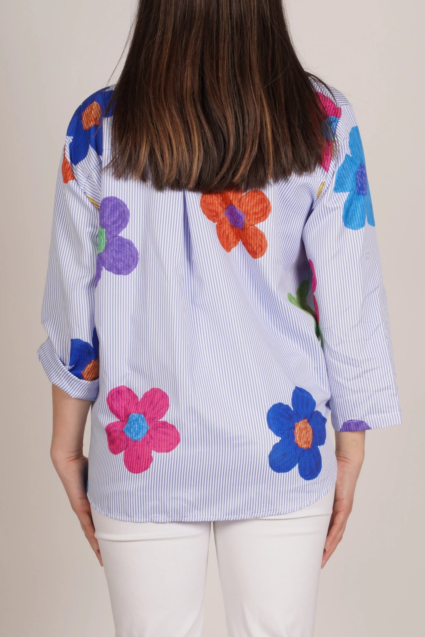 OCEAN BLUE DAISY BUTTON-UP