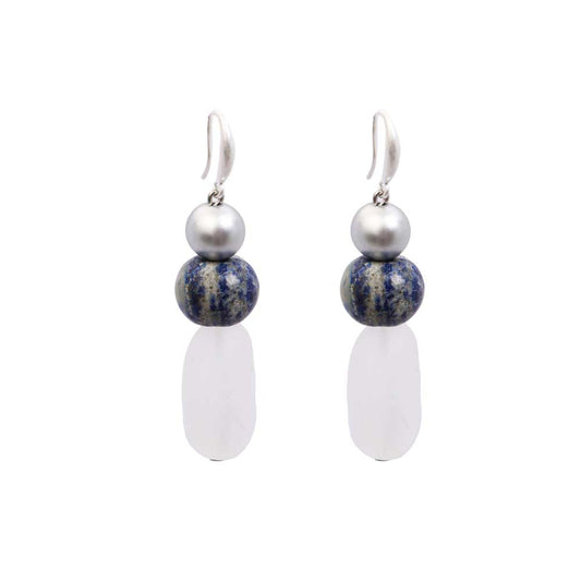 SILVER & WHITE DROP EARRINGS