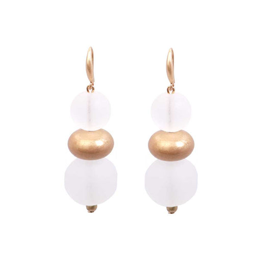 GOLD & WHITE DROP EARRINGS