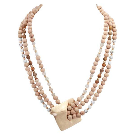 MATTE GOLD WOOD NECKLACE