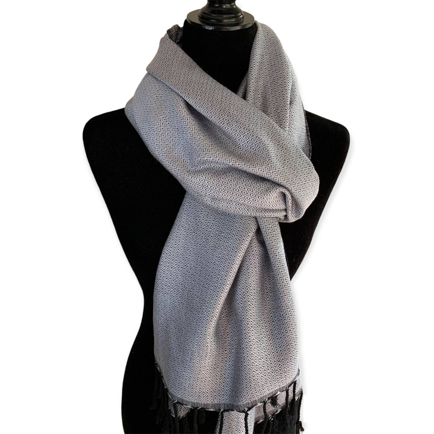 Reversible Handwoven Bamboo Viscose Shawl - Silver