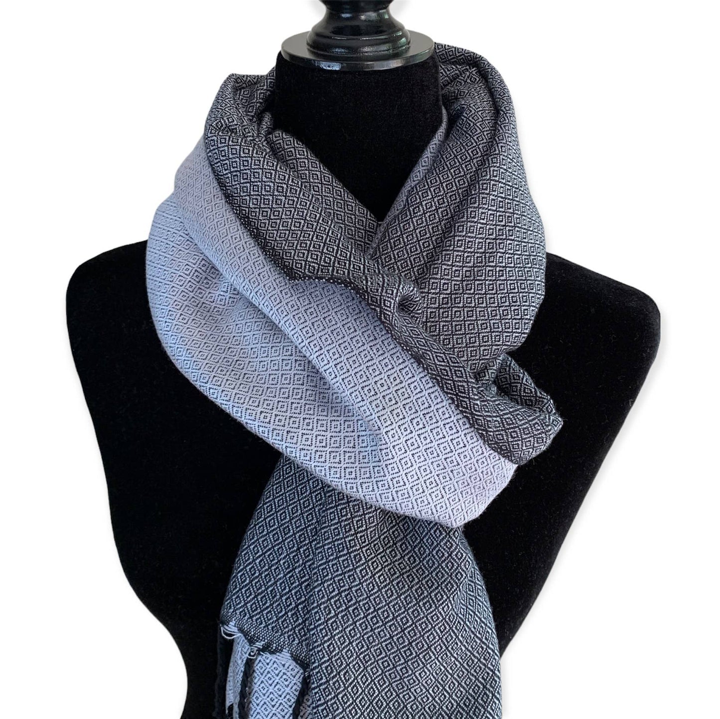 Reversible Handwoven Bamboo Viscose Shawl - Silver