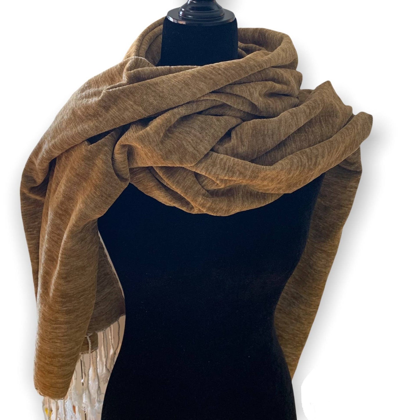 Handwoven Velvet Shawl - Camel