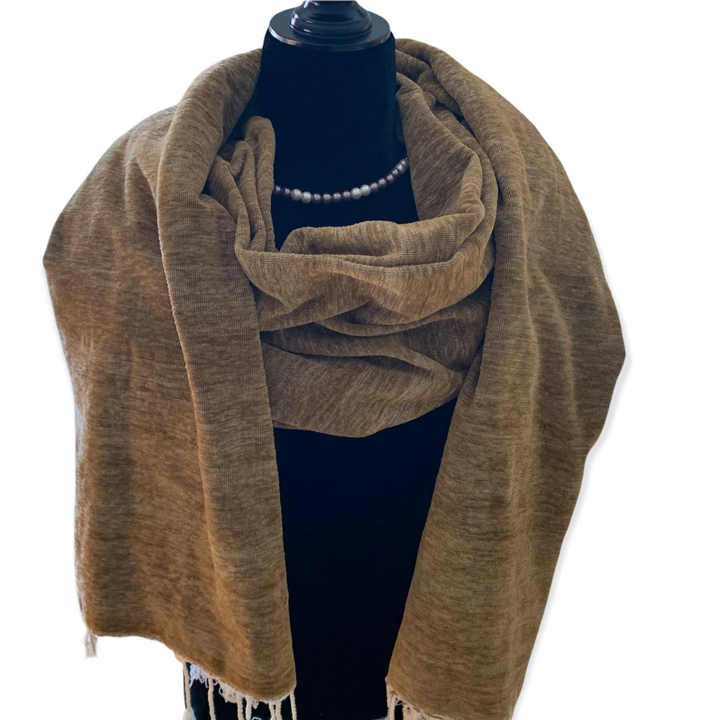 Handwoven Velvet Shawl - Camel