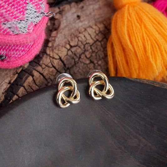 Love Knot Stud Statement Earrings in Gold Tone