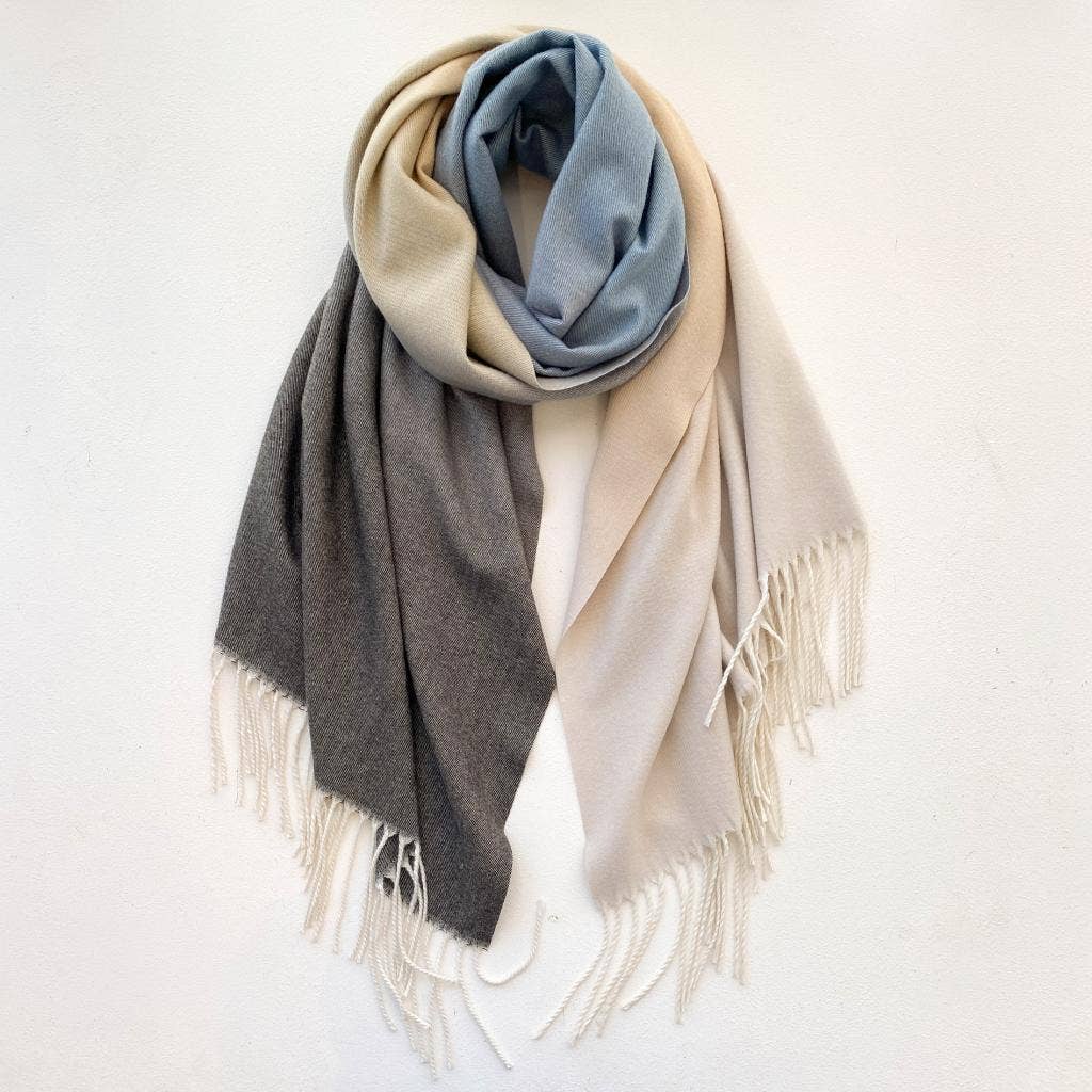 Gray / White Tri-tone Reversible Wrap – Artisan Shawl