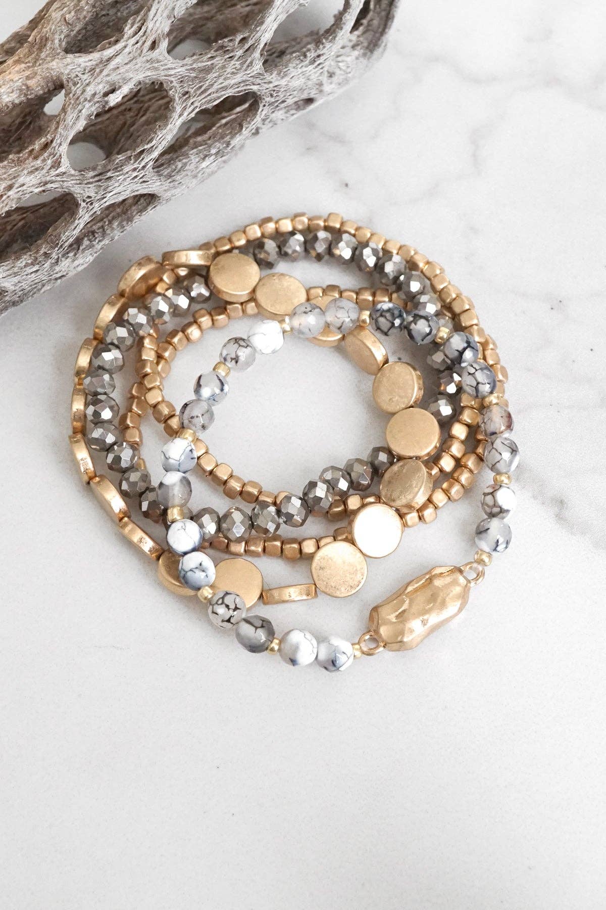 5 piece Boho Beaded Bracelets Stack