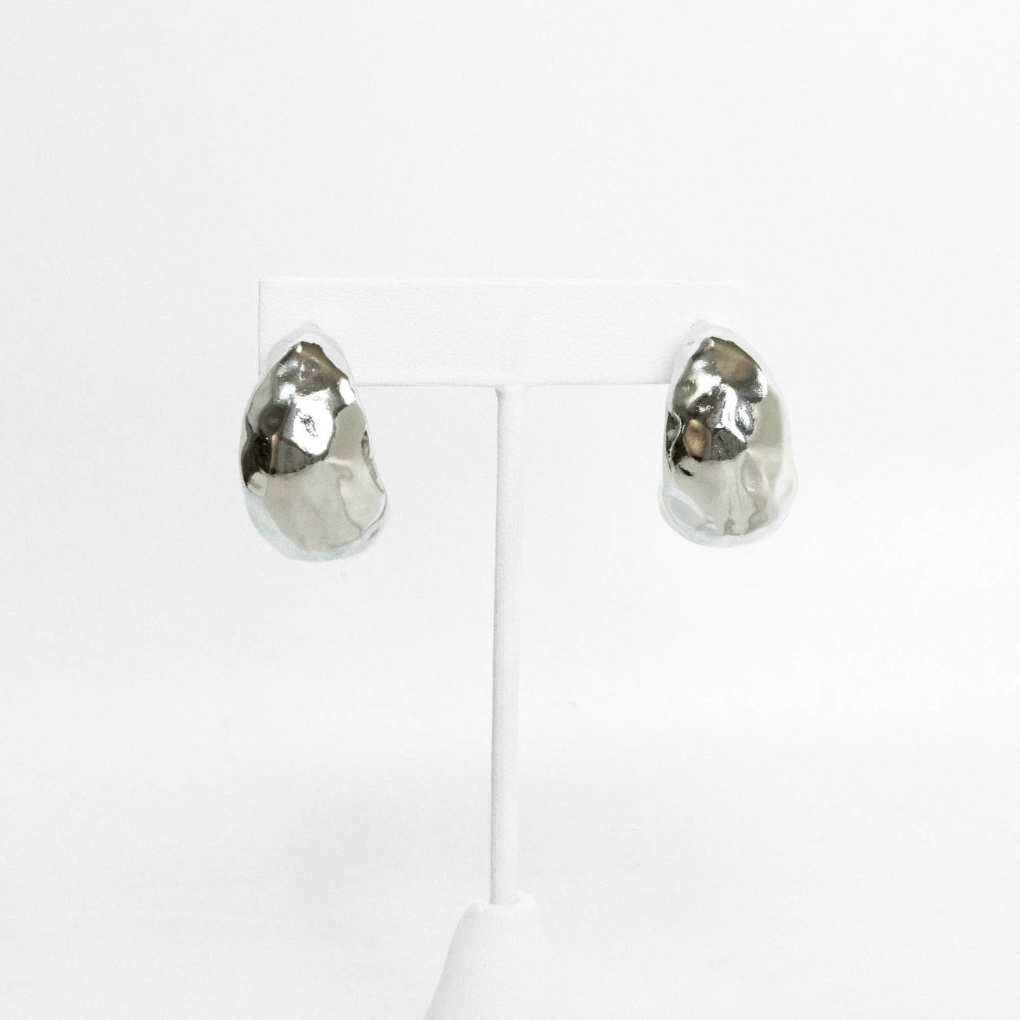 Hammered Teardrop Huggie Earrings - Gold & Silver Tone