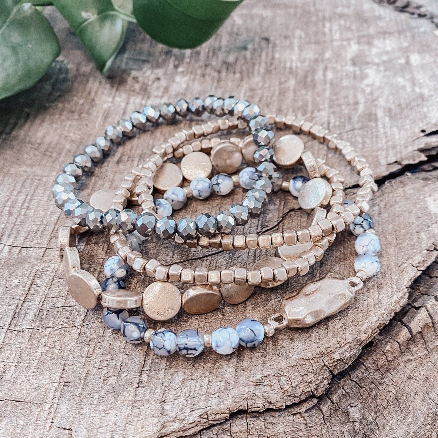 5 piece Boho Beaded Bracelets Stack