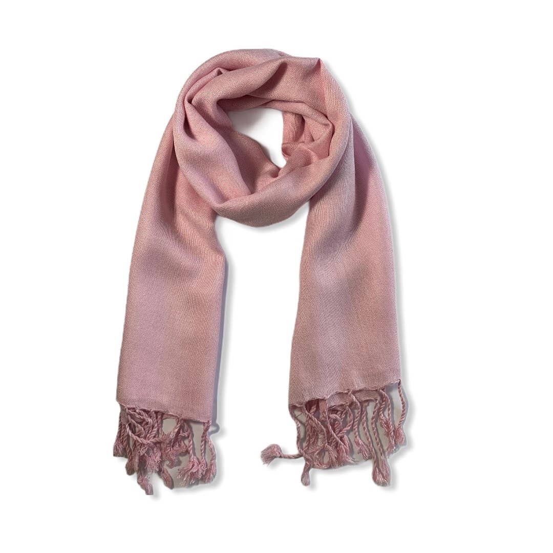 Small Solid Handwoven Scarf - Pink