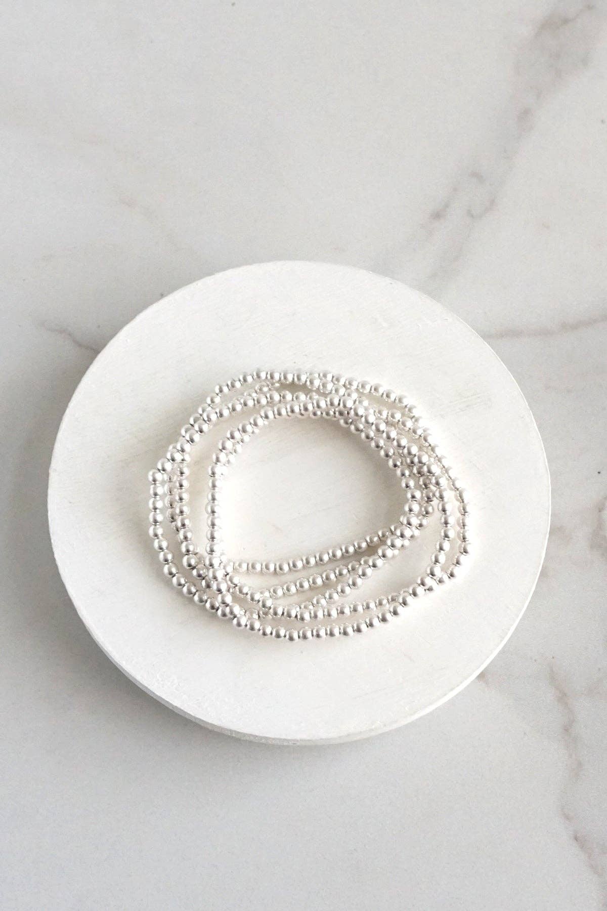 Small ball beads bracelet stack of 5 bracelets Silver tone