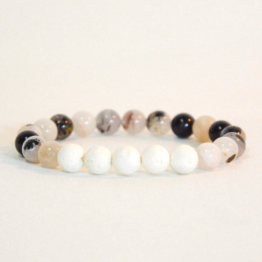 Stretch Bracelet | Lava Stone & Dendritic Agate