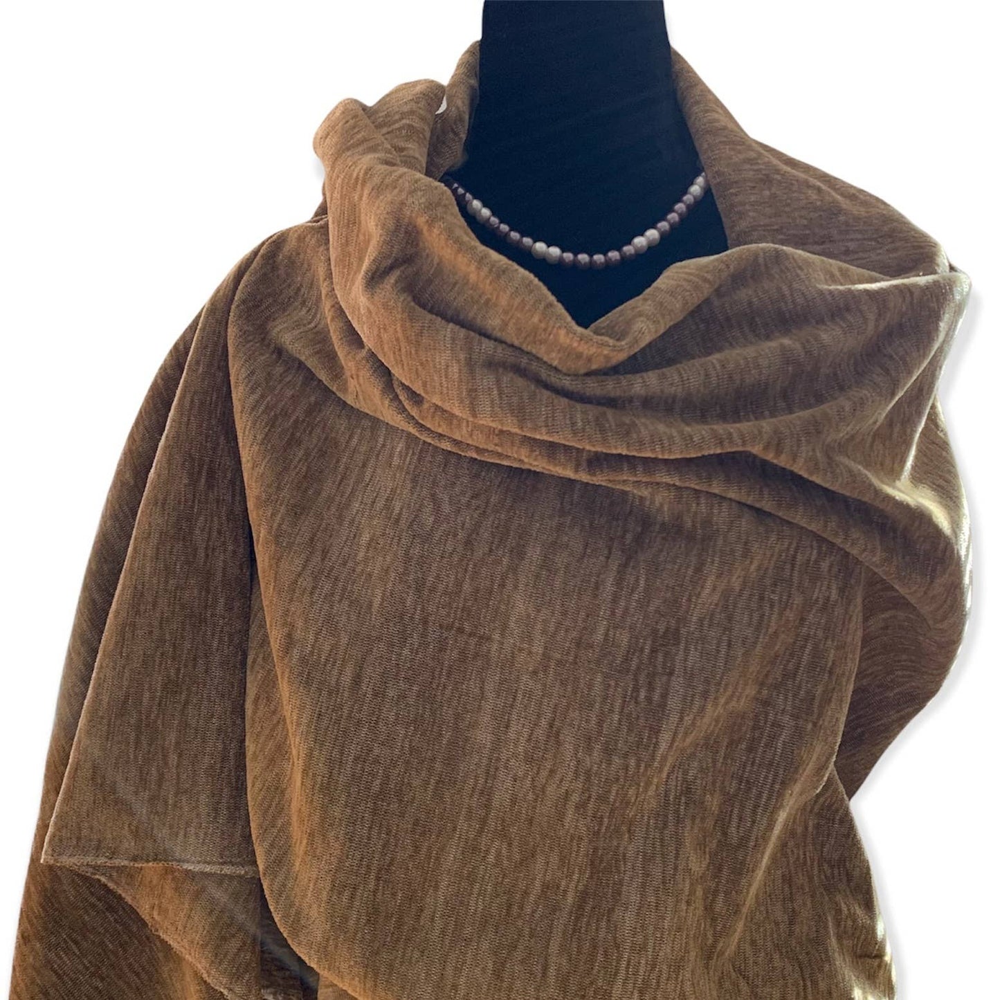 Handwoven Velvet Shawl - Camel