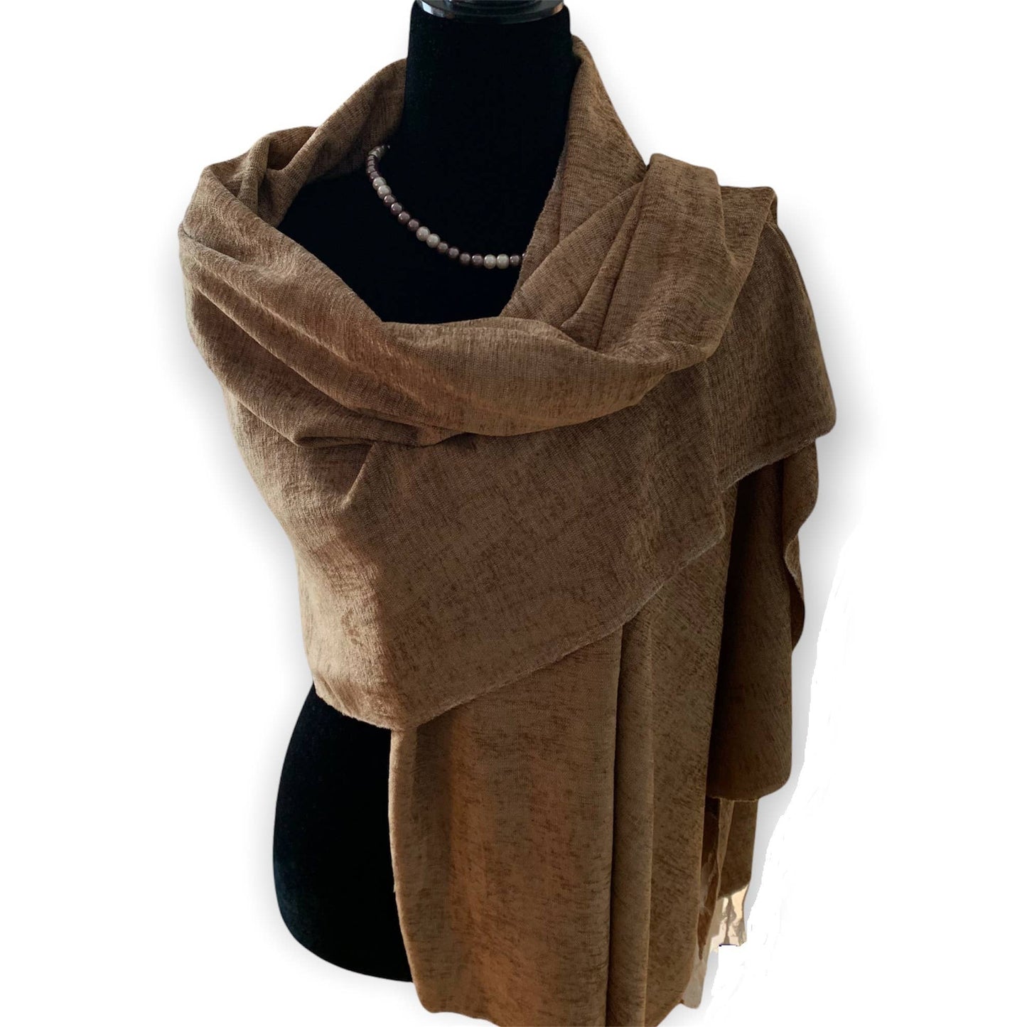 Handwoven Velvet Shawl - Camel