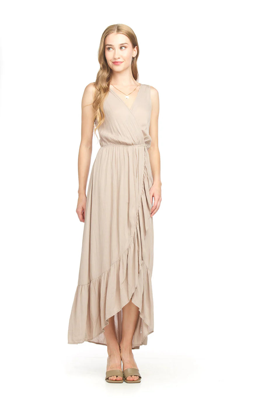 RUFFLE TRIM MAXI DRESS