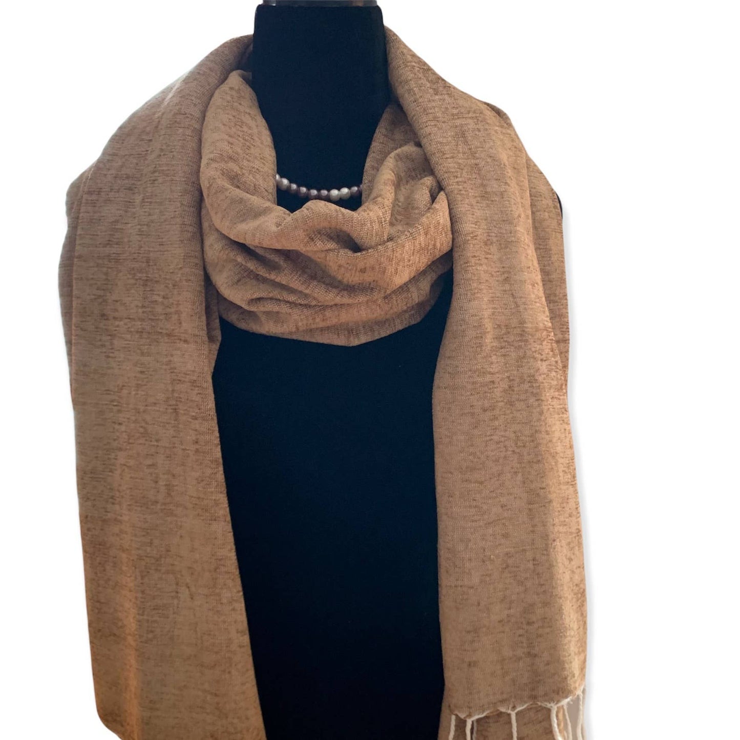 Handwoven Velvet Shawl - Camel