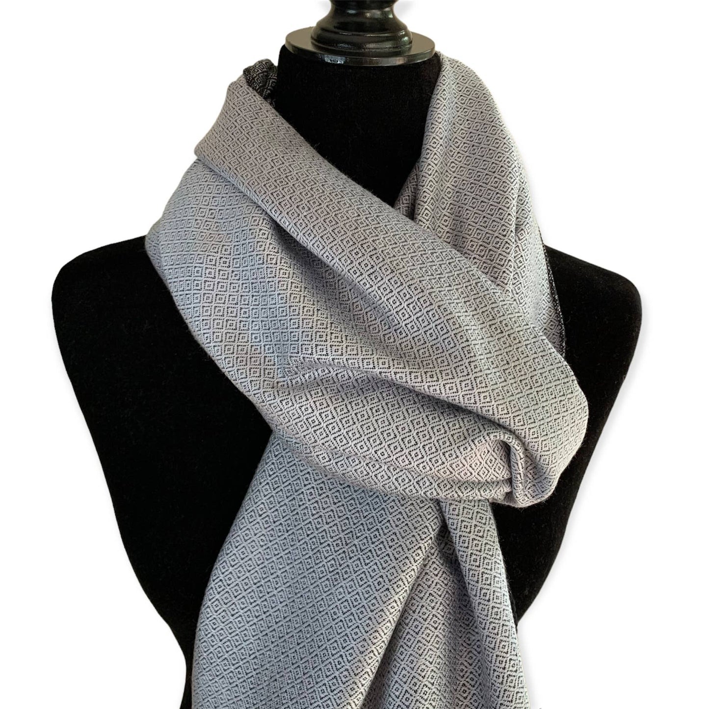 Reversible Handwoven Bamboo Viscose Shawl - Silver