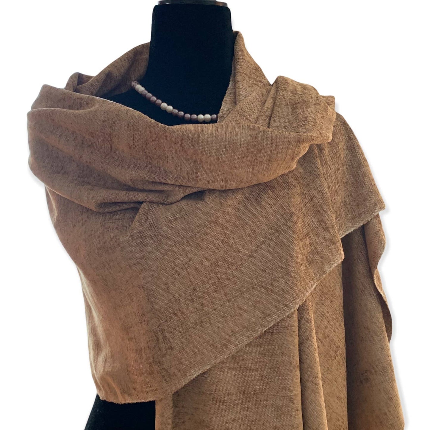 Handwoven Velvet Shawl - Camel