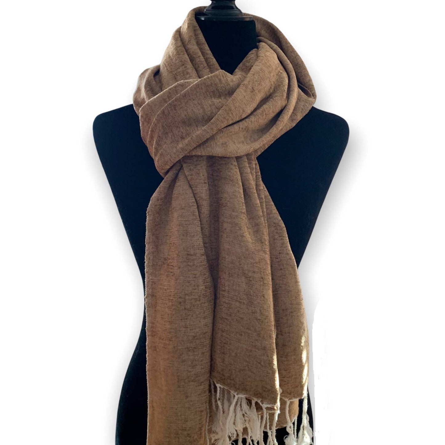 Handwoven Velvet Shawl - Camel