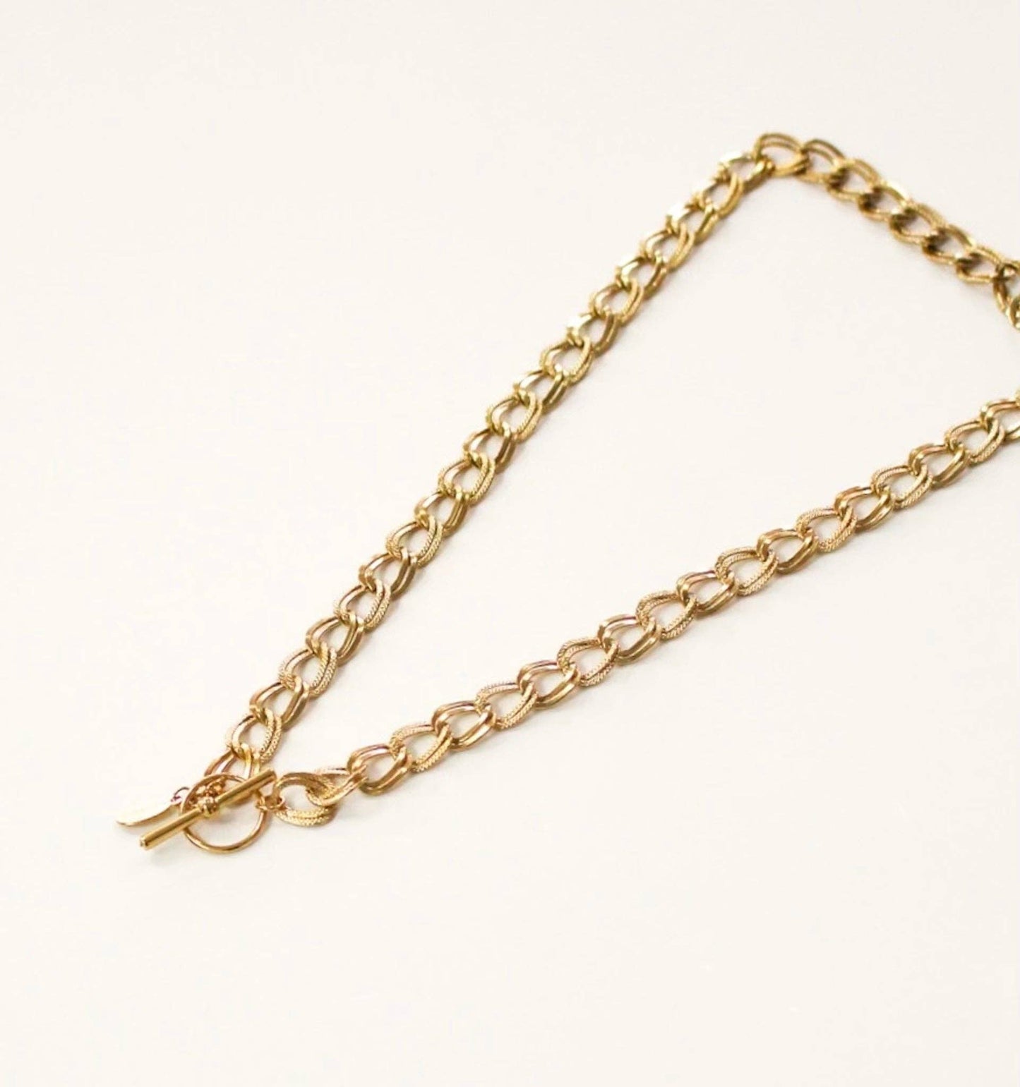 Stainless Steel Necklace |  Link Chain w/ Toggle Closure. Gold