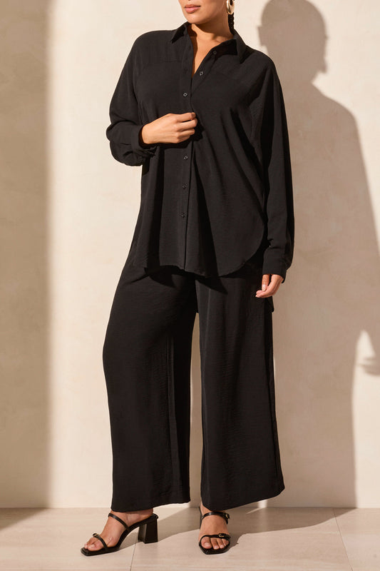 STRETCH WOVEN FLOWY RAGLAN SLEEVE SHIRT